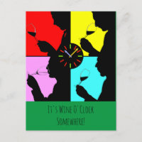 It's Wine O'clock Somewhere artsy graphic vino