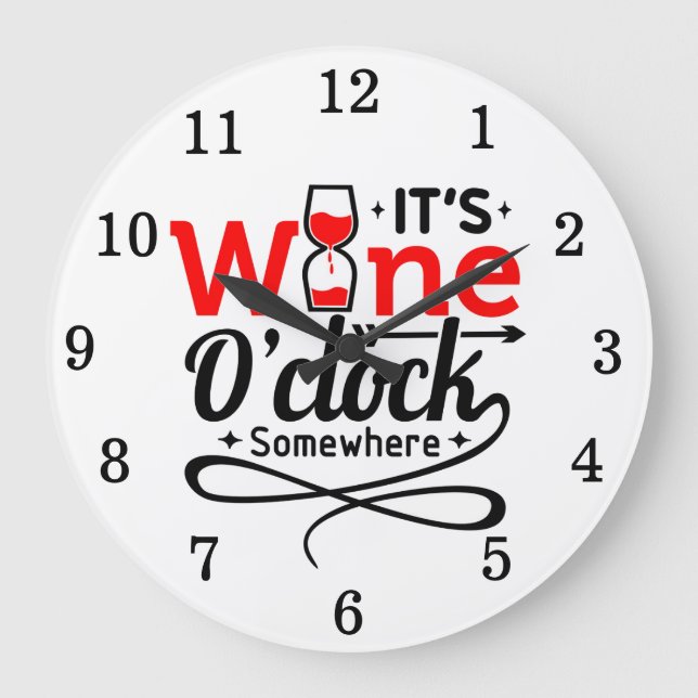 Its Wine O'clock Somewhere  Large Clock (Front)