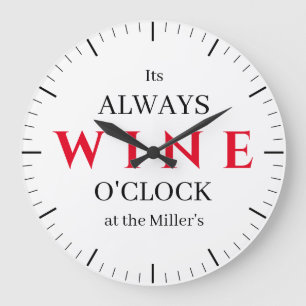 It's Wine O'Clock Wall Clock   Funny Wine Bar 