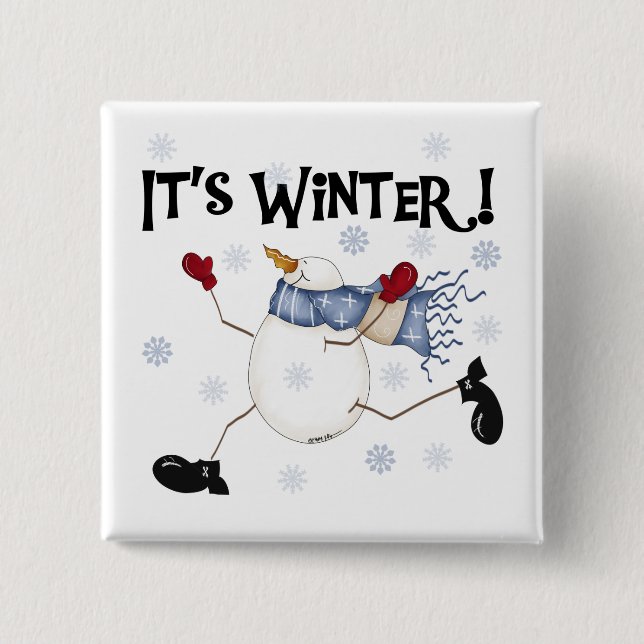 It's  Winter Snowman Holidays 2 Inch Square Button (Front)