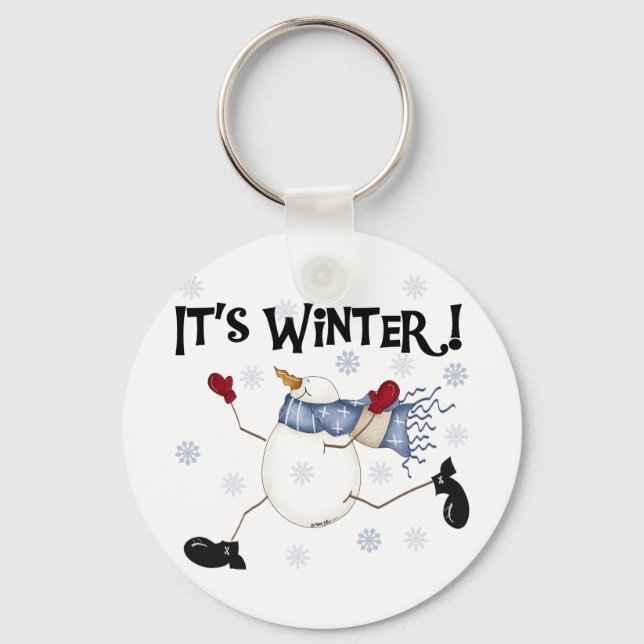 It's  Winter Snowman Tshirts and Gifts Keychain (Front)
