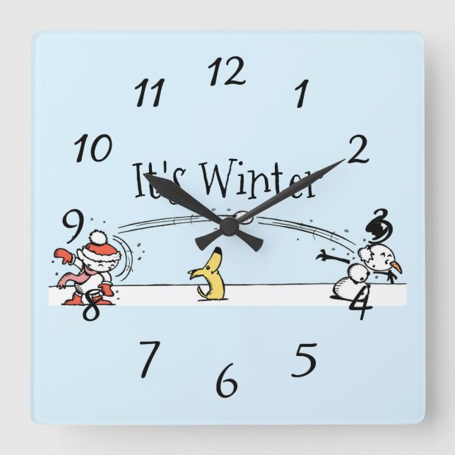 It's Winter  Square Wall Clock (Front)