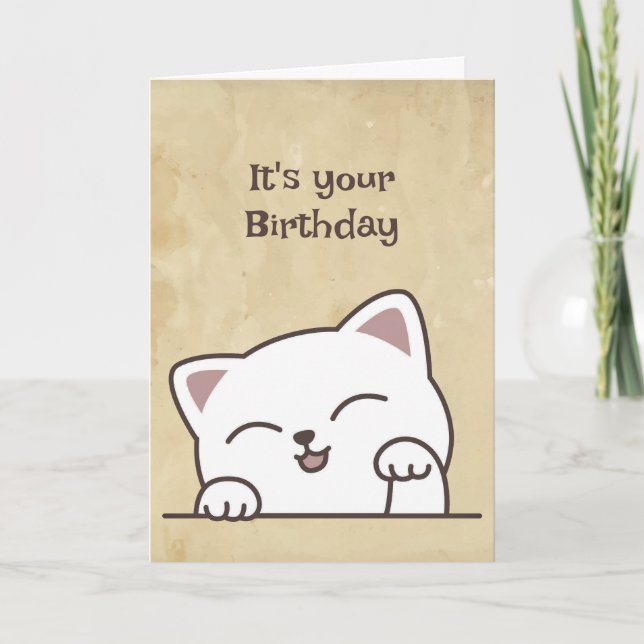 It's Your Birthday Fun Cat I Love You Card (Front)
