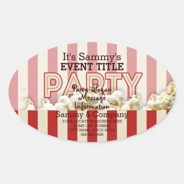 It's Your Personalized Party Supply. Oval Sticker (Front)