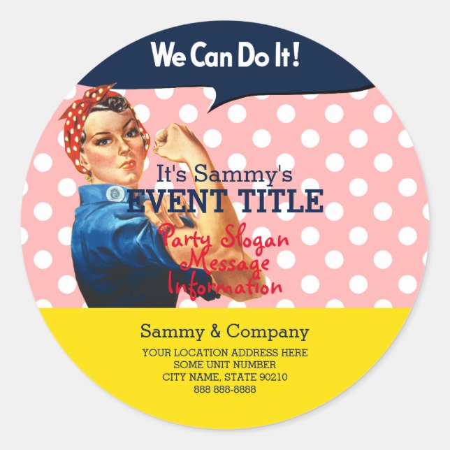 It's Your Personalized Rosie Party Supply Classic Round Sticker (Front)