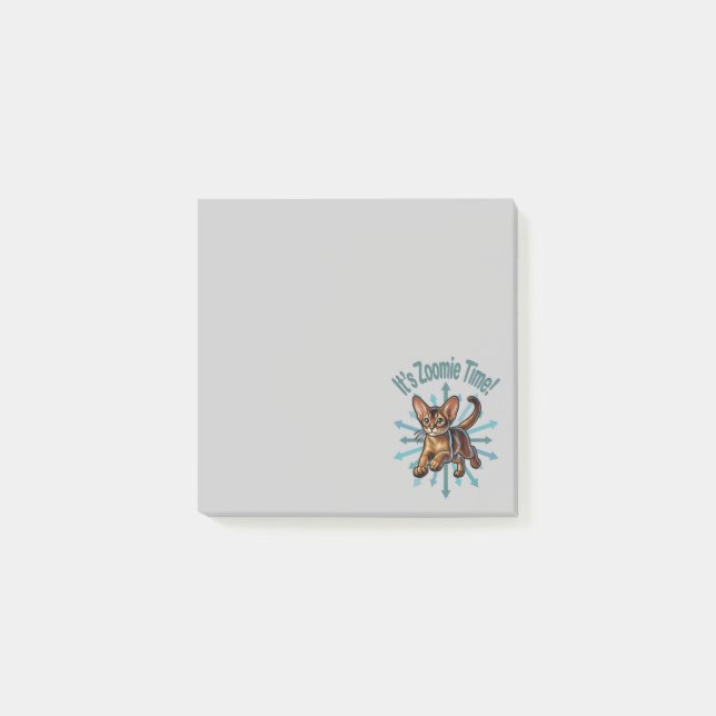 It's Zoomie Time Abyssinian Cat Post-it Notes (Front)