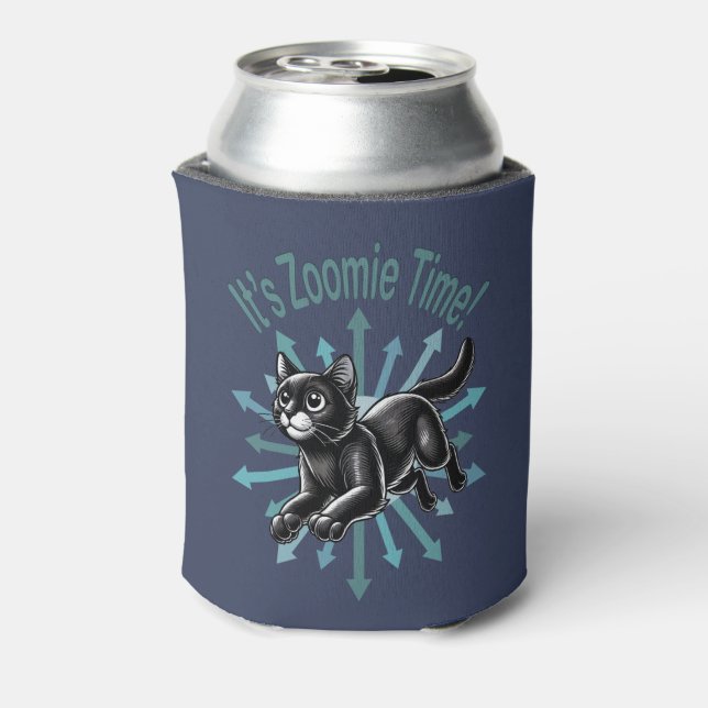 It's Zoomie Time Black Cat Can Cooler (Can Back)
