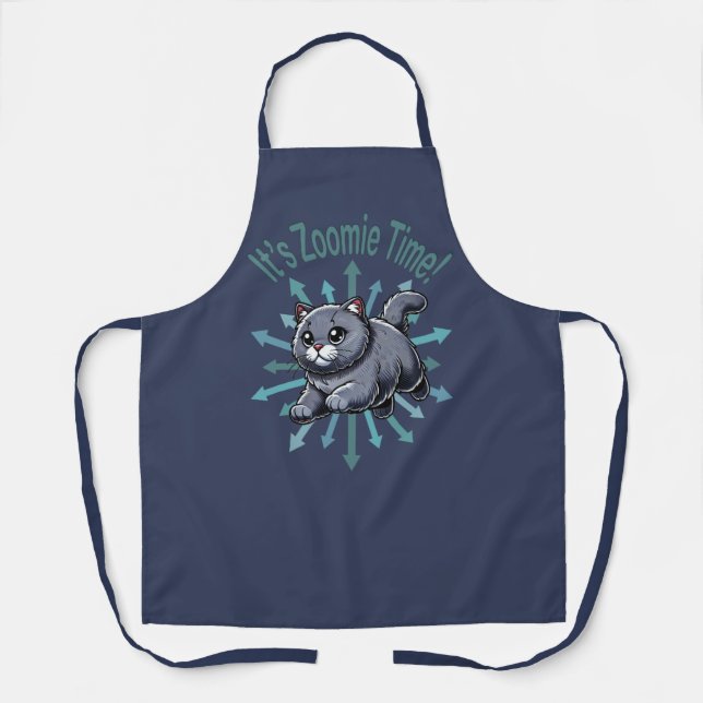 It's Zoomie Time British Shorthaired Cat Apron (Front)