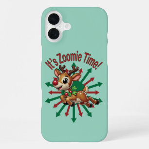 "It's Zoomie Time! Christmas Reindeer iPhone 16 Plus Case