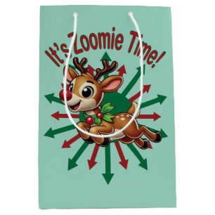 "It's Zoomie Time! Christmas Reindeer Medium Gift Bag