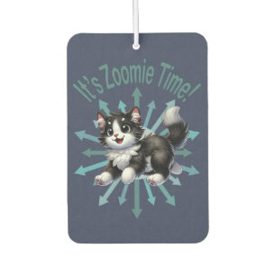 It's Zoomie Time Cute Black & White Cat Air Freshener