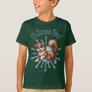 It's Zoomie Time Cute Brown & White Cat T-Shirt