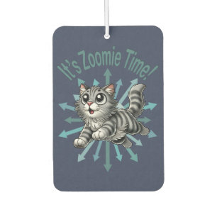 It's Zoomie Time Grey Tabby Cat Air Freshener