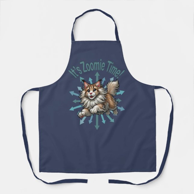 It's Zoomie Time Maine Coon Cat Apron (Front)