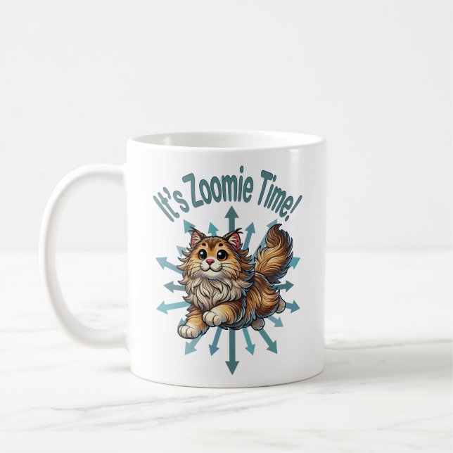 It's Zoomie Time Norwegian Forest Cat Coffee Mug (Left)