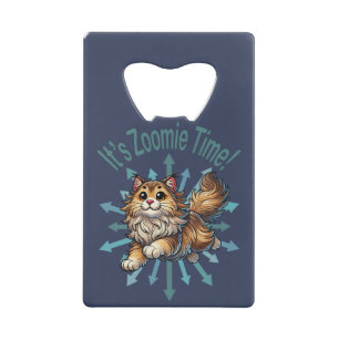 It's Zoomie Time Norwegian Forest Cat Credit Card Bottle Opener