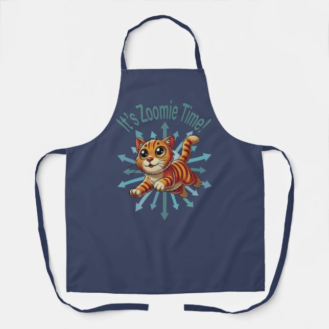 It's Zoomie Time Orange Tabby Cat Apron (Front)
