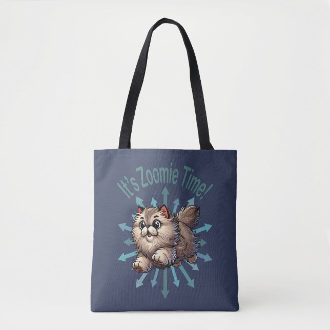 It's Zoomie Time Persian Cat Tote Bag (Front)
