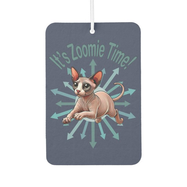 It's Zoomie Time Sphynx Cat Air Freshener (Front)