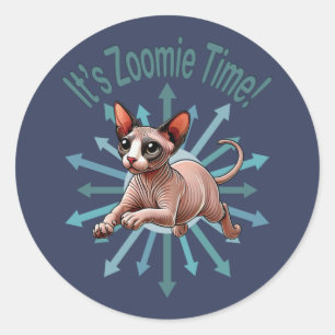 It's Zoomie Time Sphynx Cat Classic Round Sticker
