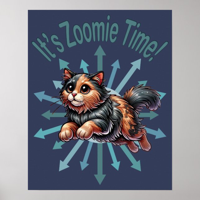 It's Zoomie Time Tortoise Shell Cat Poster (Front)