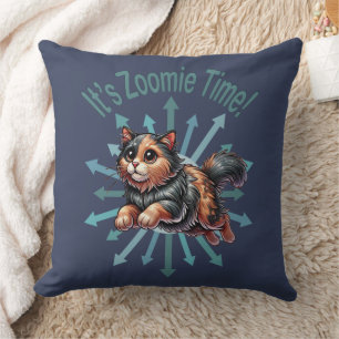 It's Zoomie Time Tortoise Shell Cat Throw Pillow