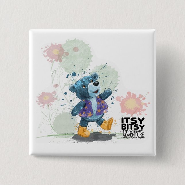 Itsy Bitsy Teddy Bear Willie 2 Inch Square Button (Front)