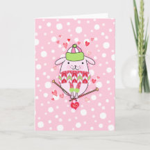 Itty Bitty Knitting Dog Card 5 x 7