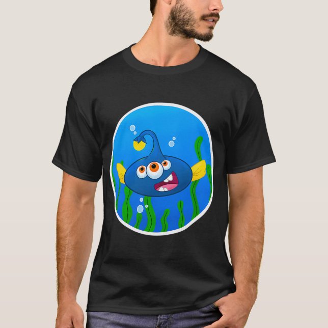 Itty Bitty Monsters - Blue Angler Guy T-Shirt (Front)