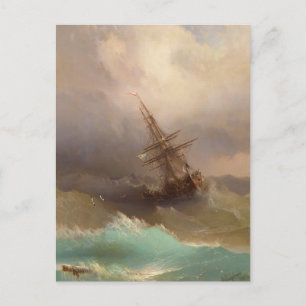Ivan Aivazovsky- Ship in the Stormy Sea Postcard