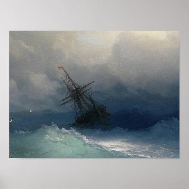Ivan Aivazovsky - Ship On Stormy Sea Poster (Front)