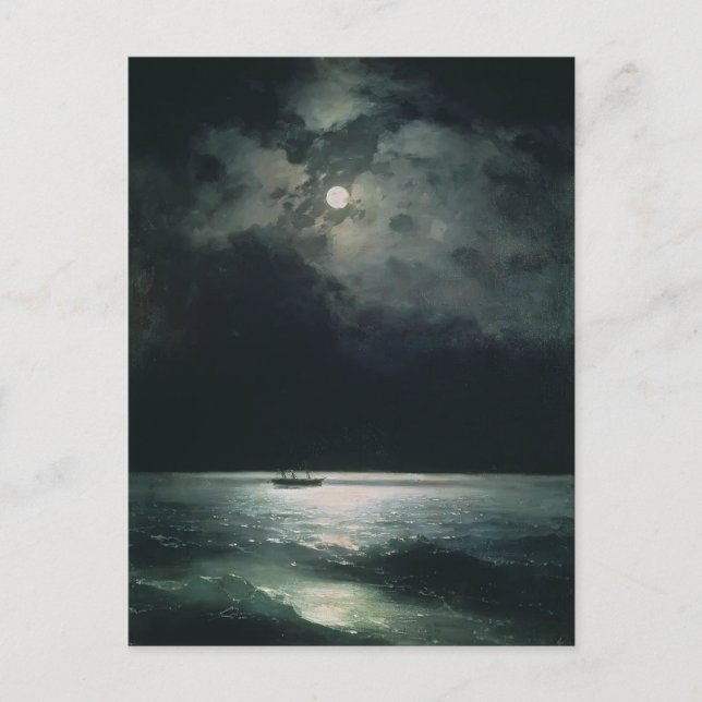 Ivan Aivazovsky- The Black Sea at night Postcard (Front)