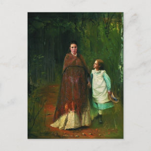 Ivan Kramskoy- Portrait of wife and daughter Postcard