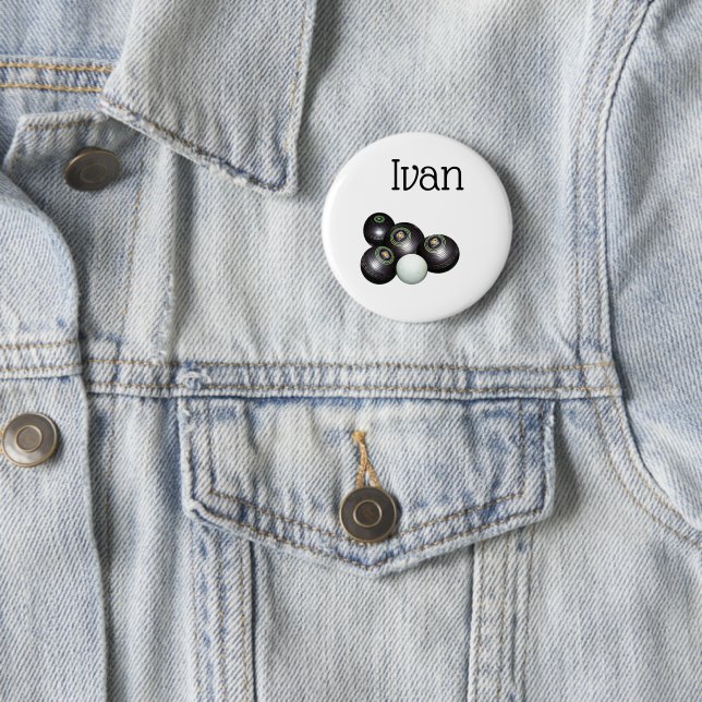 Ivan Name With Lawn Bowls Design, Badge 2 Inch Round Button (In Situ)