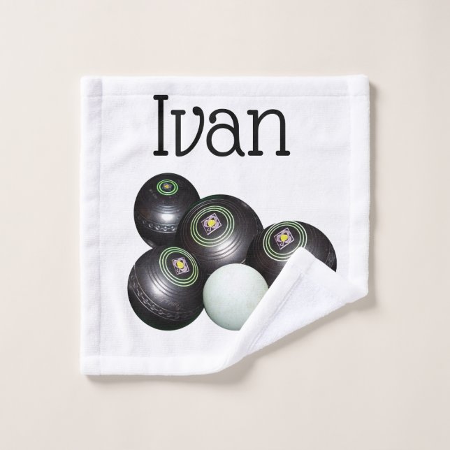 Ivan Name With Lawn Bowls Design, Hand Towel (Wash Cloth)