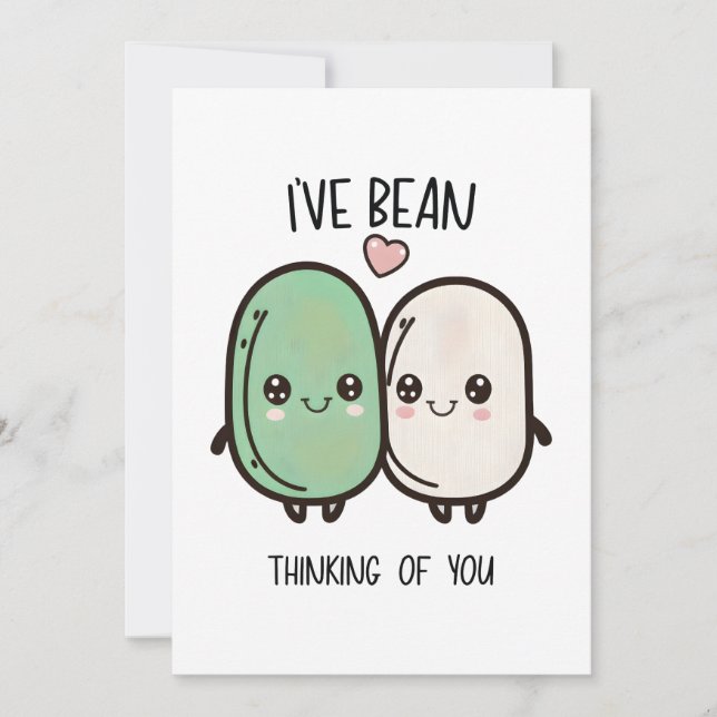 I've Bean Thinking of You Valentines Day Food Pun Holiday Card (Front)