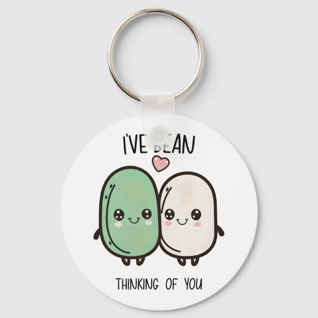 I've Bean Thinking of You Valentines Day Food Pun Keychain (Front)