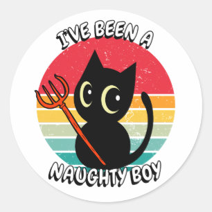 Ive been a naughty boy - black cat classic round sticker