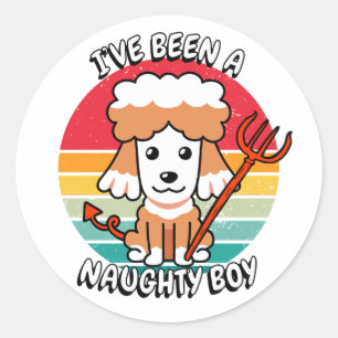 Ive been a naughty boy - brown dog classic round sticker