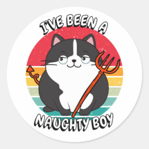 Ive been a naughty boy - fat cat classic round sticker