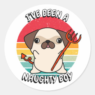 Ive been a naughty boy - pug classic round sticker