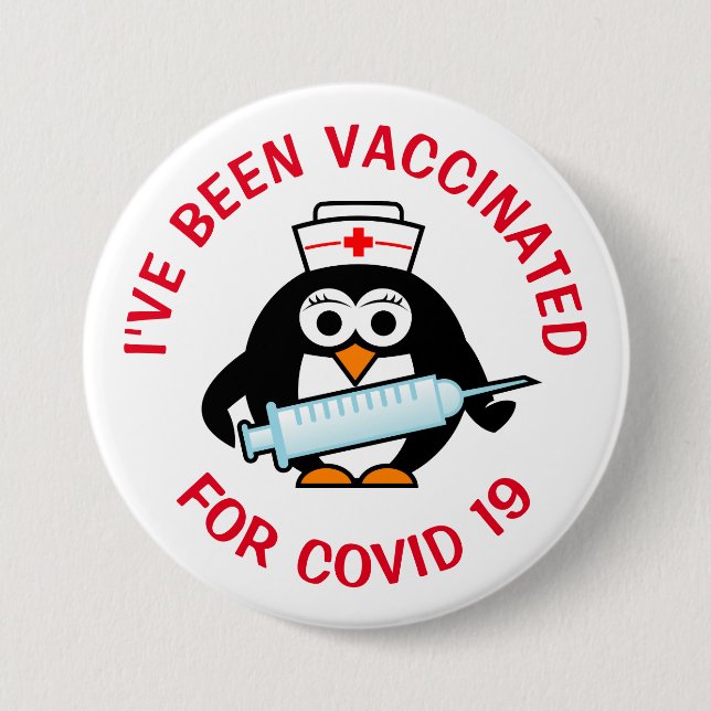 I've been fully vaccinated for covid19 vaccination 3 inch round button (Front)