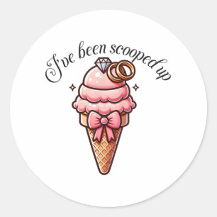 I've Been Scooped Up Bridal Shower With Coquette B Classic Round Sticker
