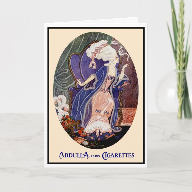 "I'VE BEEN TERRIBLY BUSY" ART DECO DIVA GREETING CARD (Front)