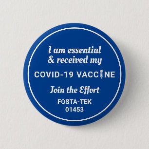 I've Been Vaccinated Covid Shot Custom Text blue 2 Inch Round Button