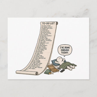 I've Done Enough Today – Funny To Do List Postcard