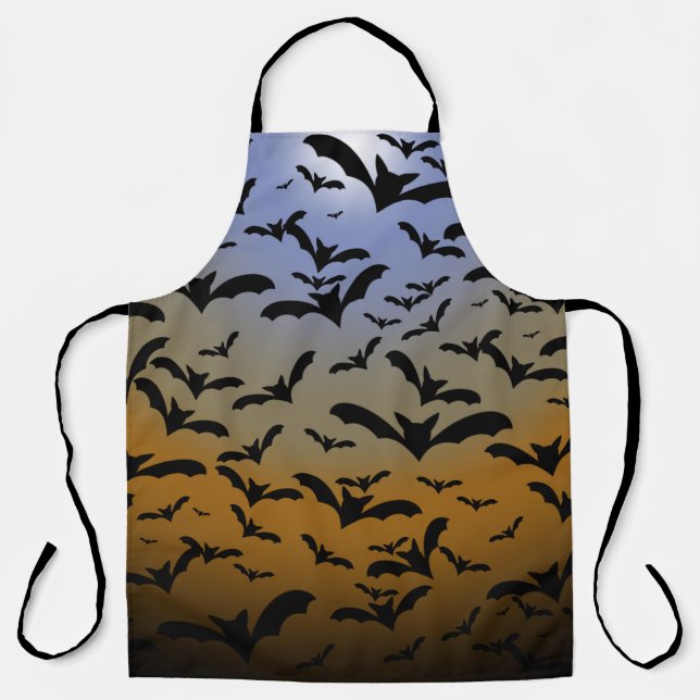 I've Gone Batty For Black Bats & Pretty Moonlight Apron (Front)