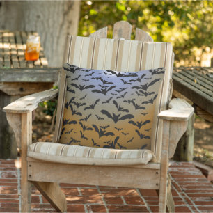 I've Gone Batty For Black Bats & Pretty Moonlight Outdoor Pillow