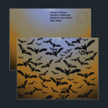 I've Gone Batty For Black Bats & Pretty Moonlight Postcard<br><div class="desc">Postcard Post Card printed with a I've Gone Batty For Black Bats & Pretty Moonlight hand drawn graphic artwork drawing design illustration by TheFabricSeal print on demand shop at Zazzle.com #ZazzleMade ©️Original. https://www.zazzle.com/store/thefabricseal This Halloween and anytime of the year classic looking vintage yet modern contemporary style art piece features a...</div>