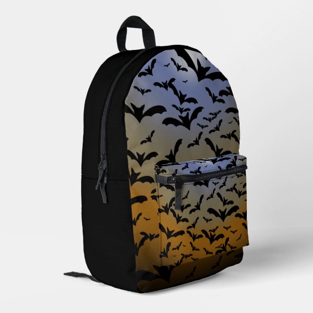 I've Gone Batty For Black Bats & Pretty Moonlight Printed Backpack (Back Corner Left)